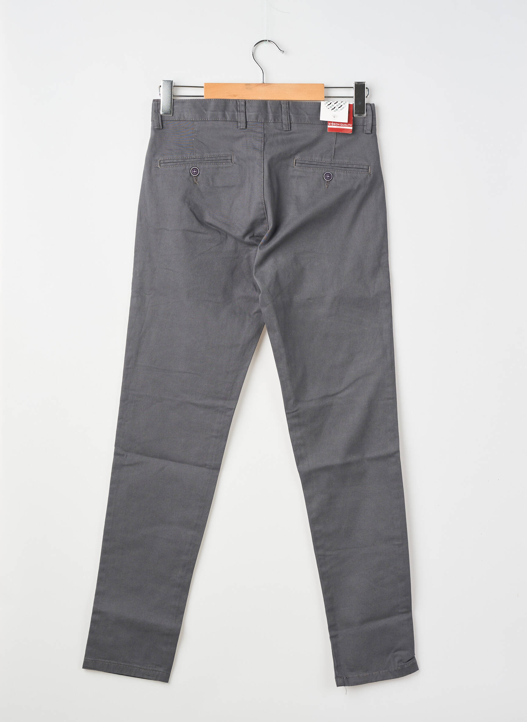 Pantalon chino țesătură poplin mărime normală gri YVES ENZO bărbat