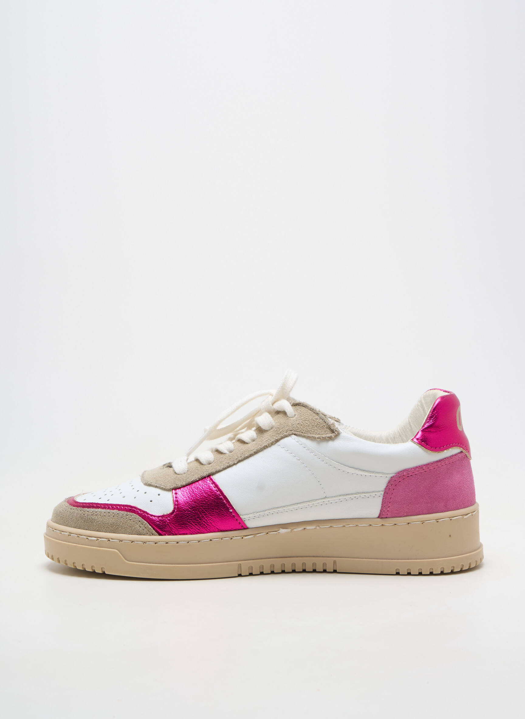Adidași material neted toc plat până la 3 cm alb PLAY ONE femeie