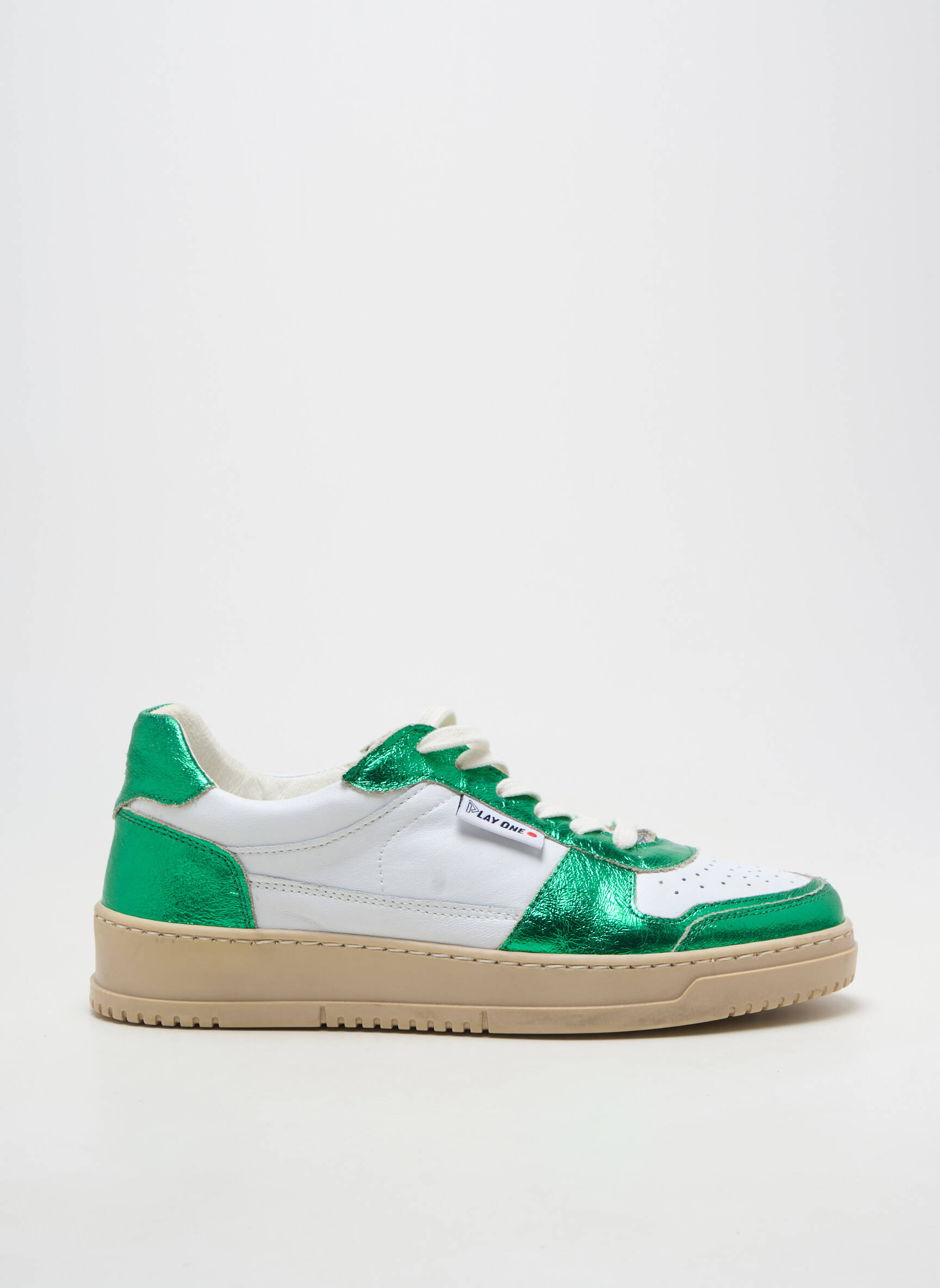 Adidași material neted toc plat până la 3 cm alb PLAY ONE femeie