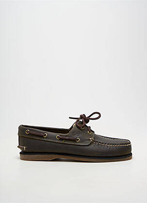 Pantofi de barcă material neted vârf rotund verde TIMBERLAND bărbat