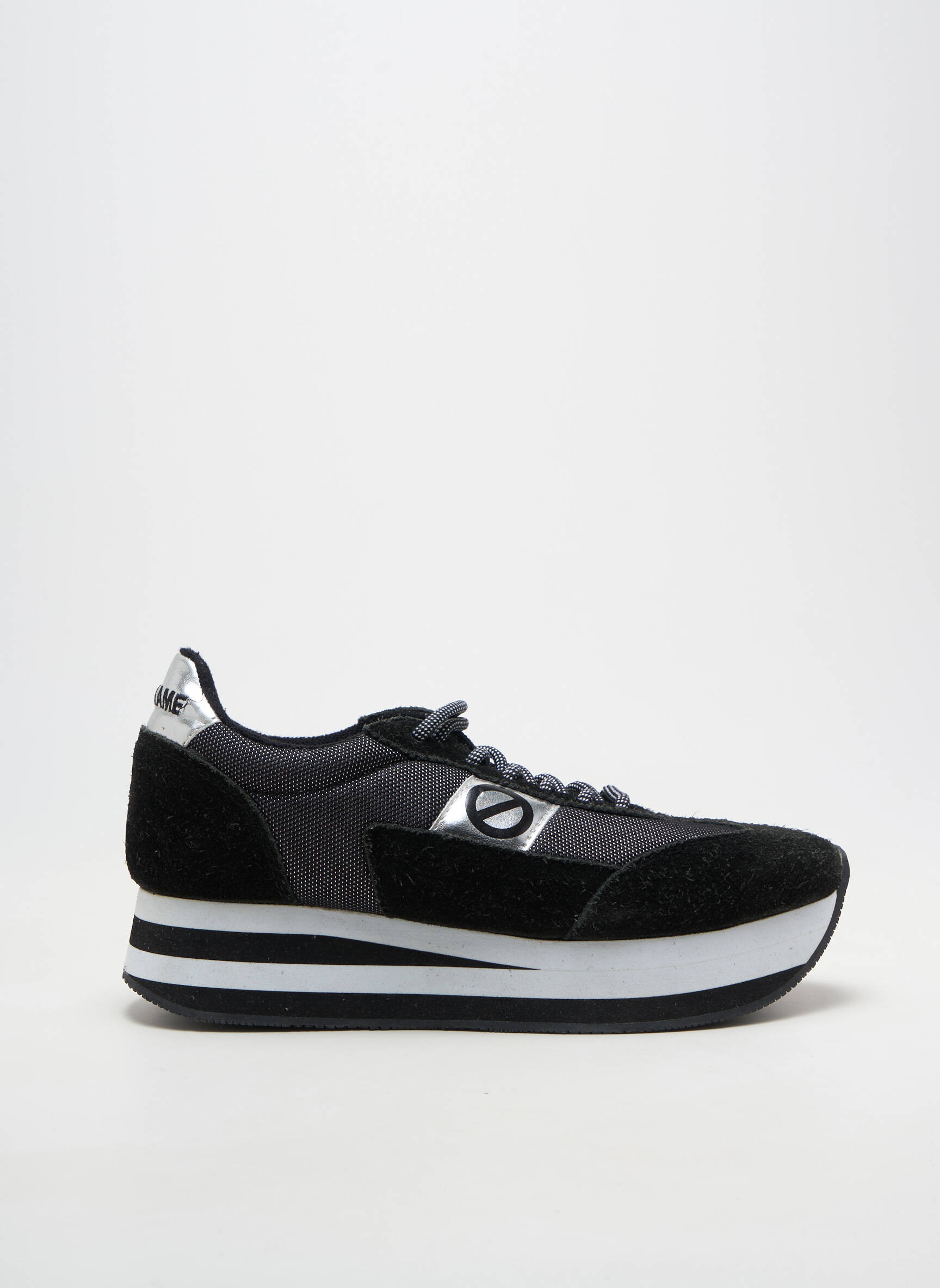 Adidași vârf rotund toc de 4 la 6 cm negru NO NAME femeie