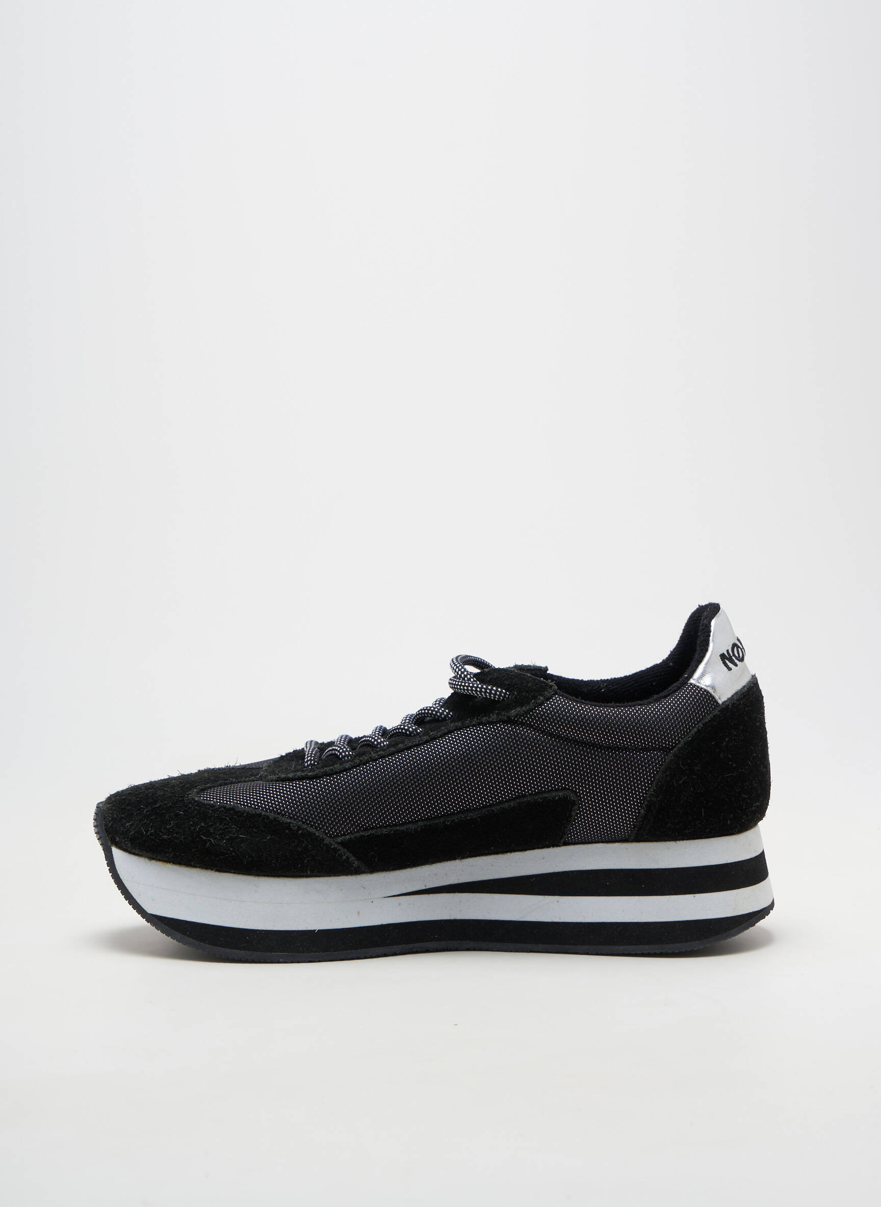 Adidași vârf rotund toc de 4 la 6 cm negru NO NAME femeie