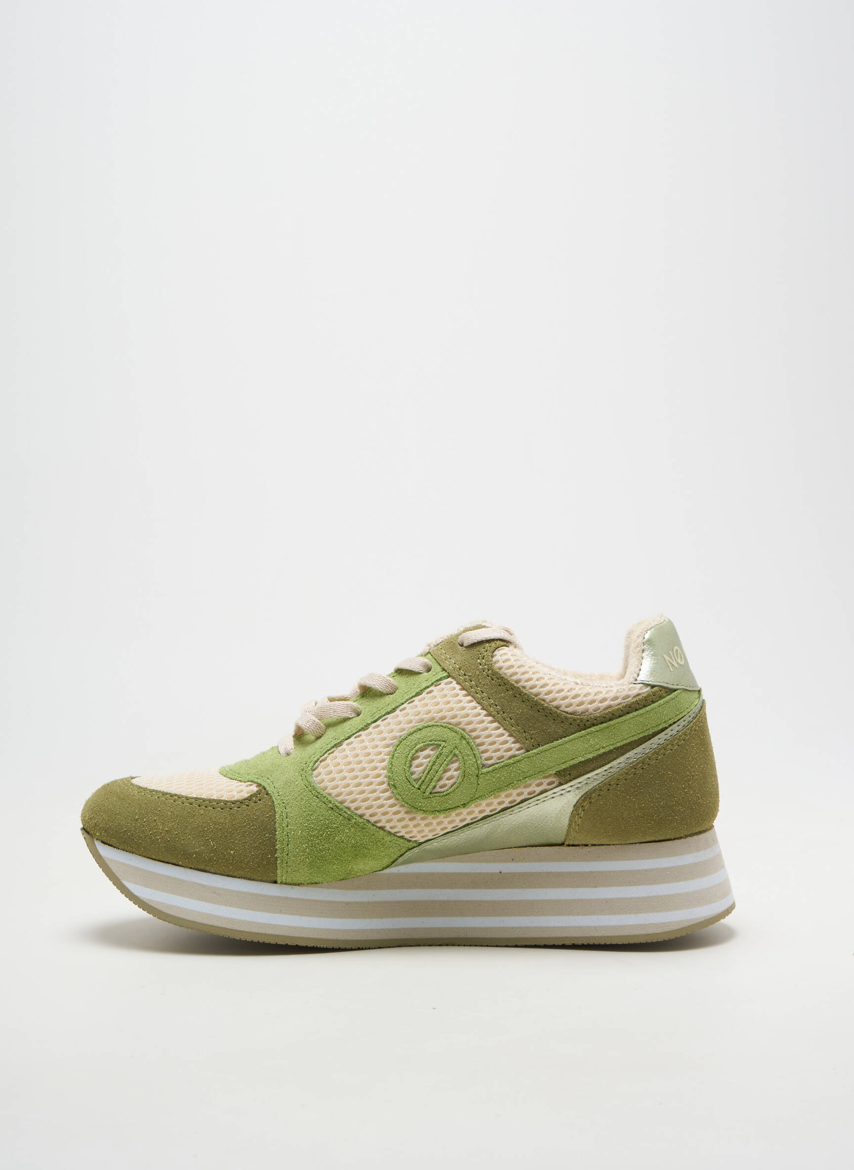 Adidași vârf rotund toc plat până la 3 cm verde NO NAME femeie