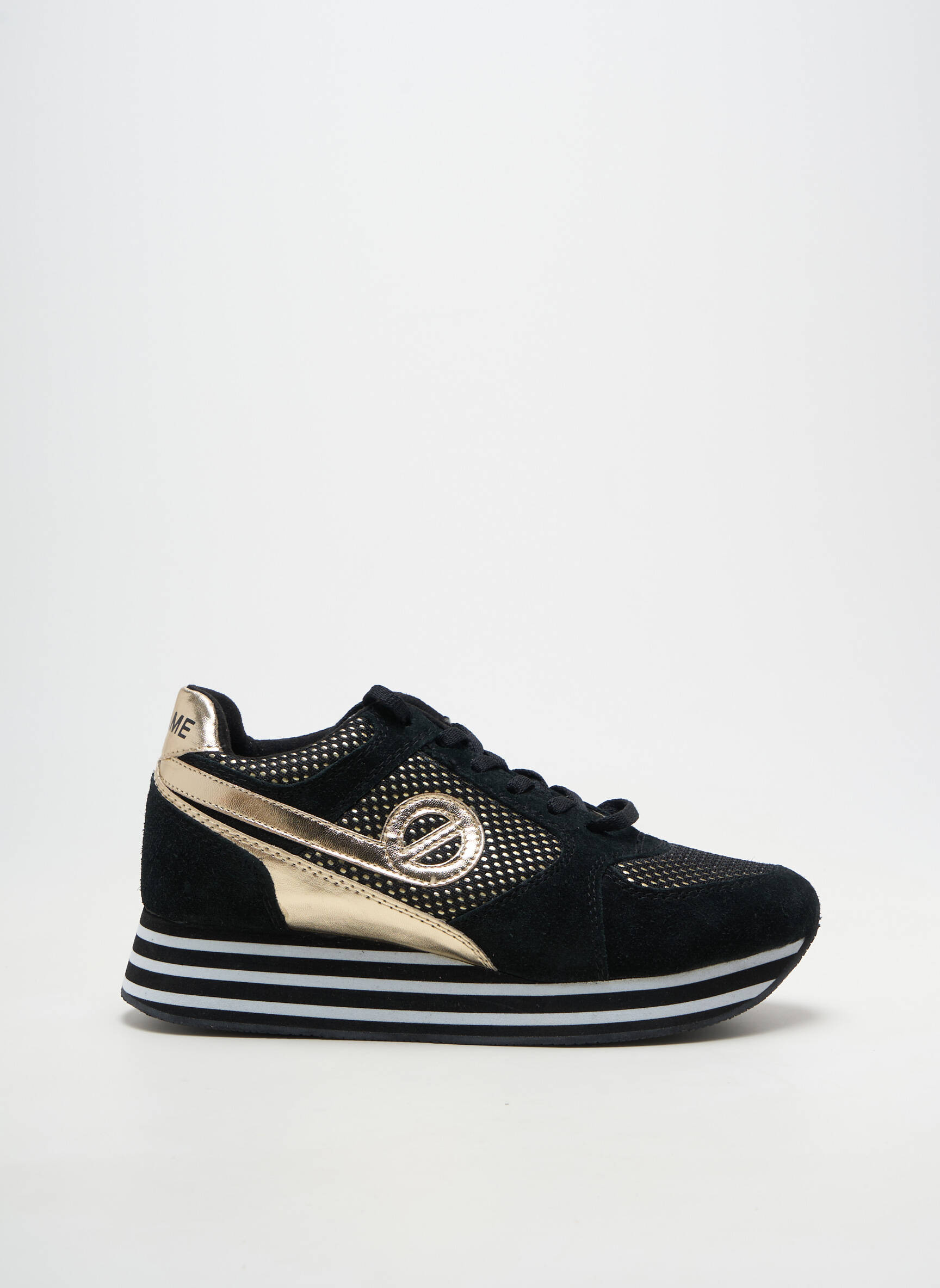 Adidași țesătură satinată toc de 4 la 6 cm negru NO NAME femeie