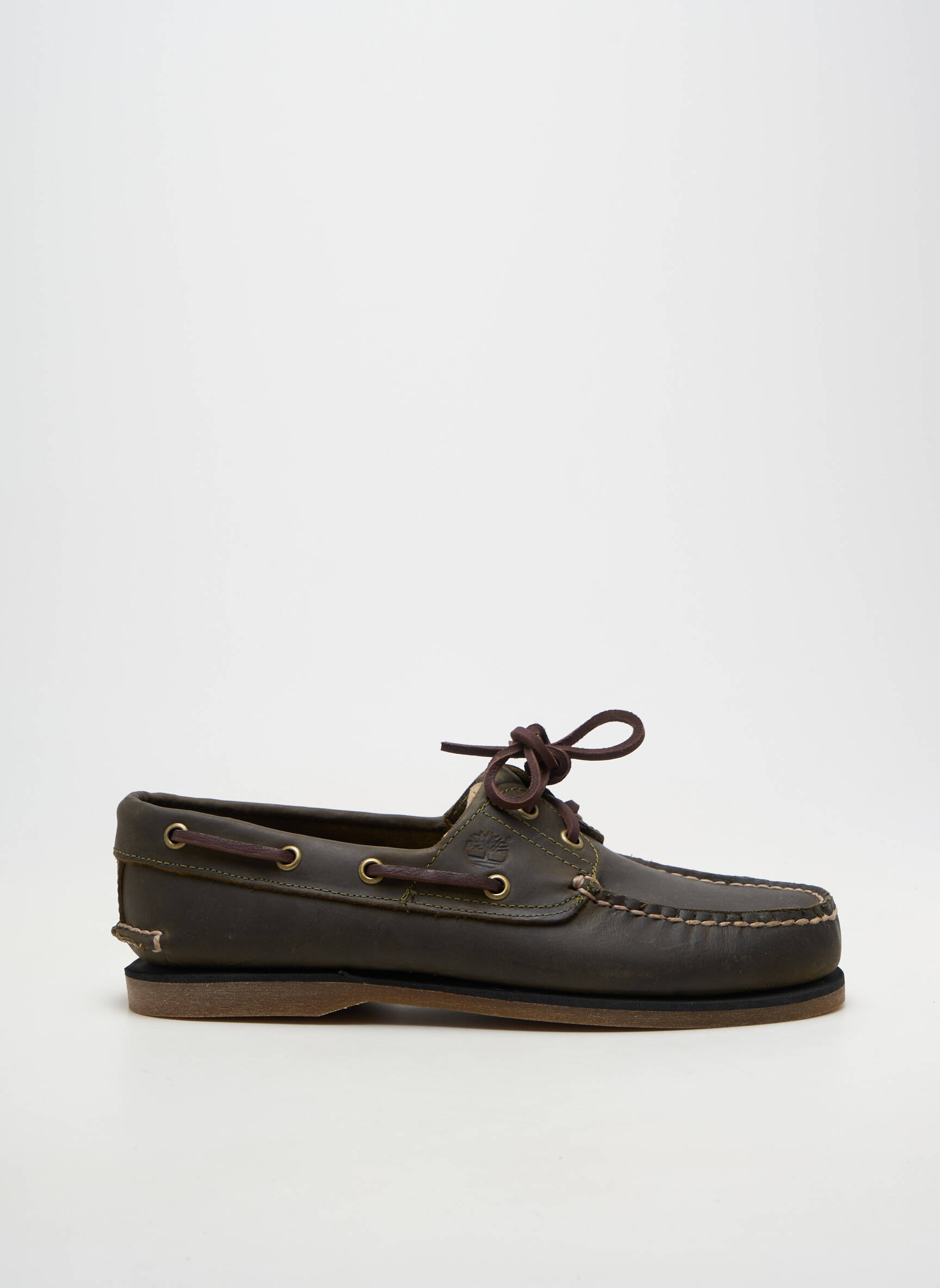 Pantofi de barcă material neted vârf rotund verde TIMBERLAND bărbat