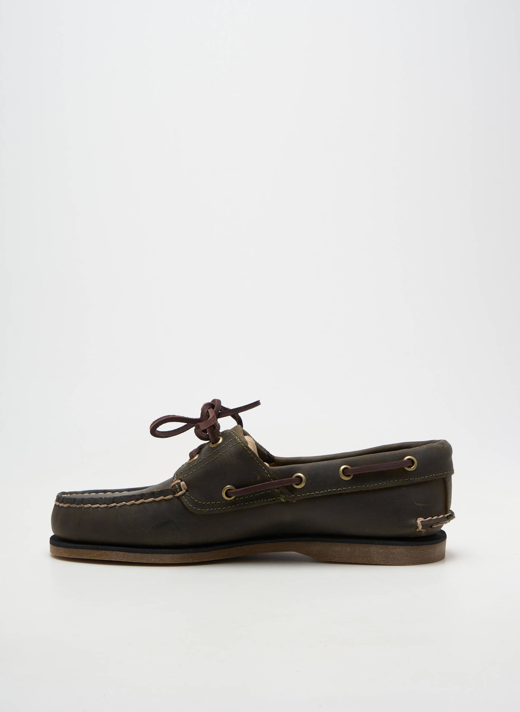 Pantofi de barcă material neted vârf rotund verde TIMBERLAND bărbat