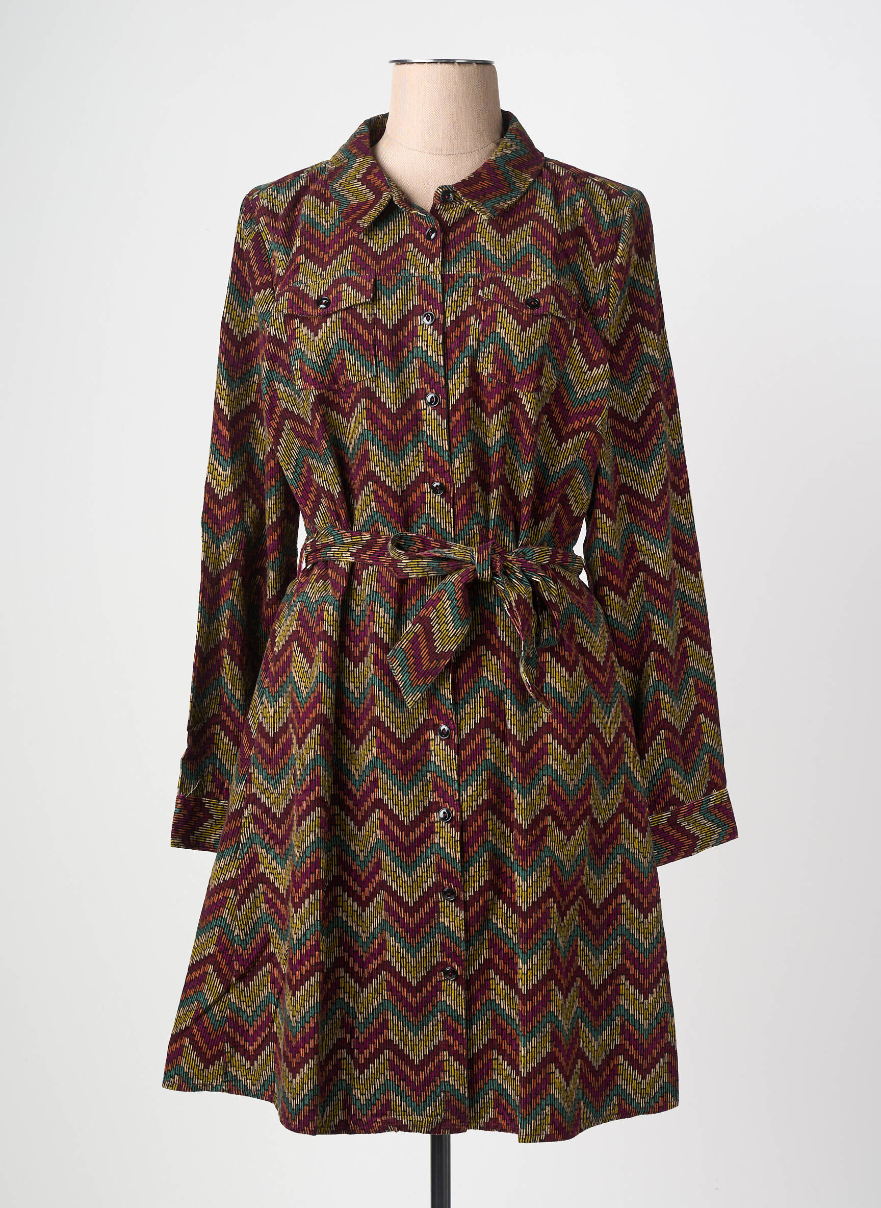 Rochie midi imprimeu fantezie mâneci lungi verde KING LOUIE femeie