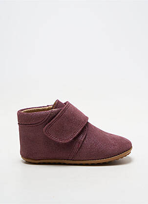 Papuci/pantofi de casă țesătură țesătură cu sclipici vârf rotund violet POM POM fată