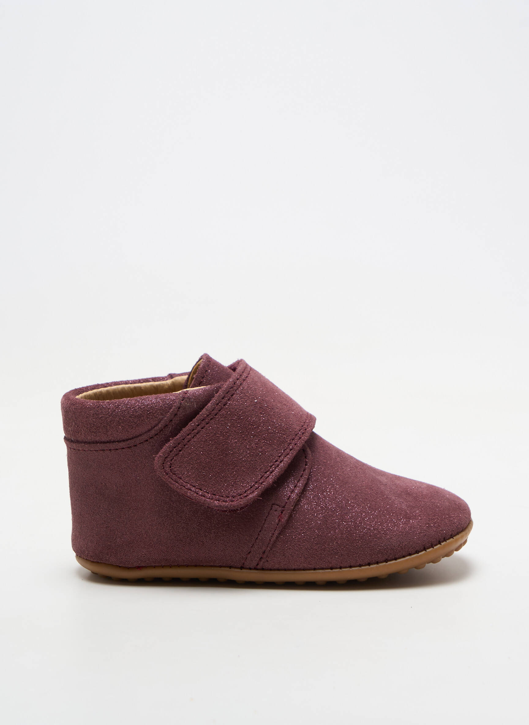 Papuci/pantofi de casă țesătură țesătură cu sclipici vârf rotund violet POM POM fată