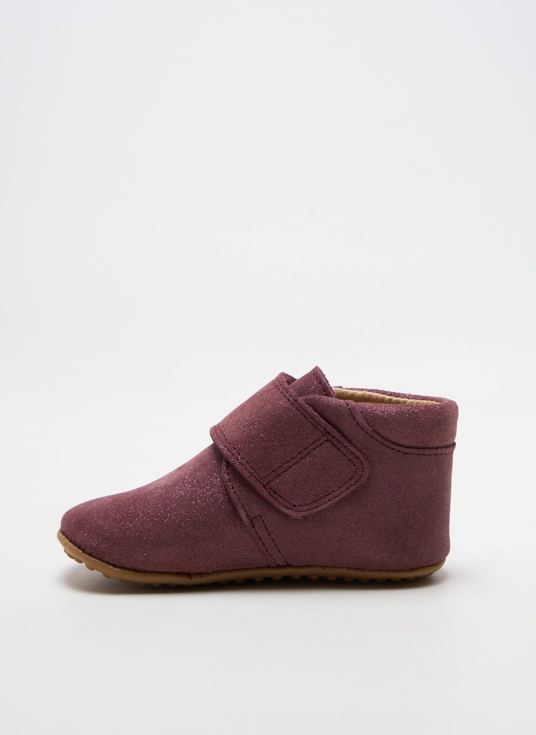 Papuci/pantofi de casă țesătură țesătură cu sclipici vârf rotund violet POM POM fată