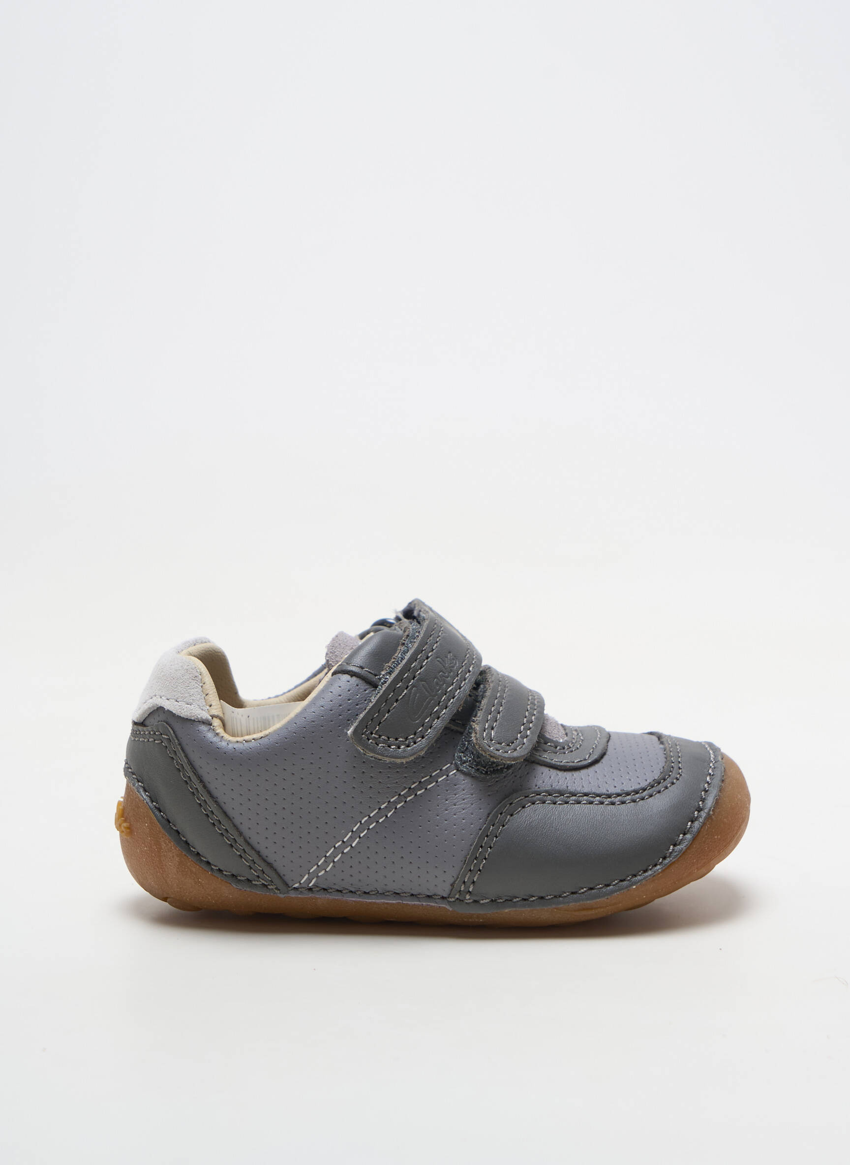 Adidași material neted vârf rotund gri CLARKS băiat
