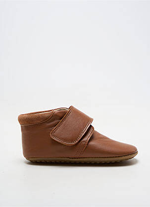 Papuci/pantofi de casă material neted vârf rotund maro POM POM băiat