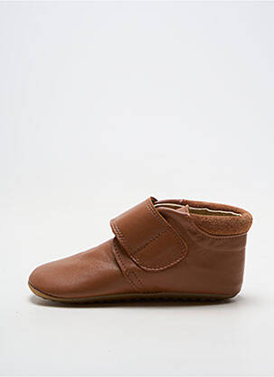 Papuci/pantofi de casă material neted vârf rotund maro POM POM băiat