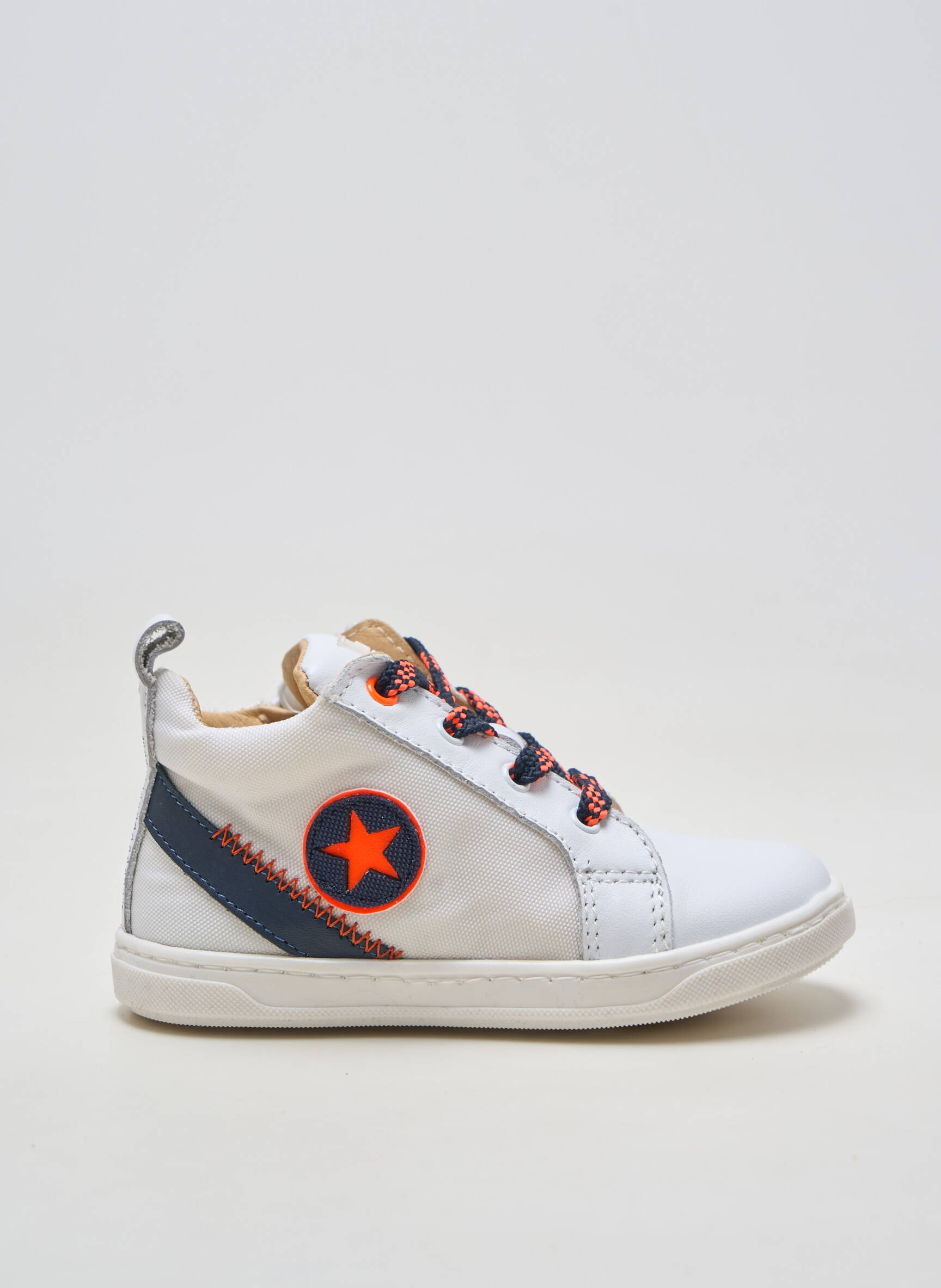 Adidași material neted vârf rotund alb ACEBOS băiat