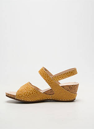 Sandale/pantofi decupați material neted toc de 4 la 6 cm galben PEDI GREEN femeie