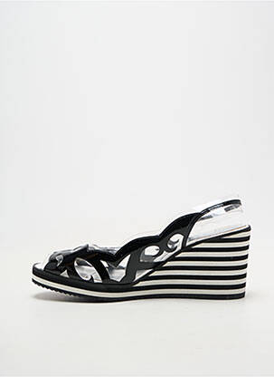 Sandale/pantofi decupați material neted toc de 7 la 9 cm negru AZUREE femeie
