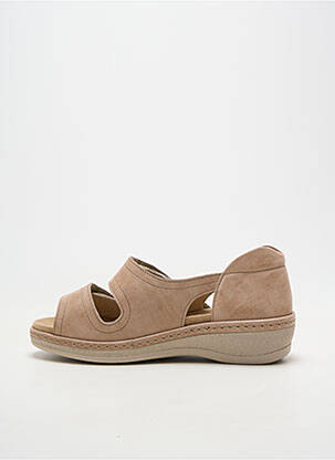 Sandale/pantofi decupați material neted toc plat până la 3 cm bej SWEDI femeie