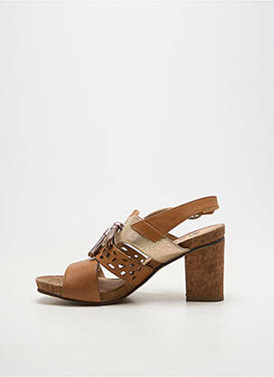 Sandale/pantofi decupați material neted toc de 7 la 9 cm maro MADISON femeie