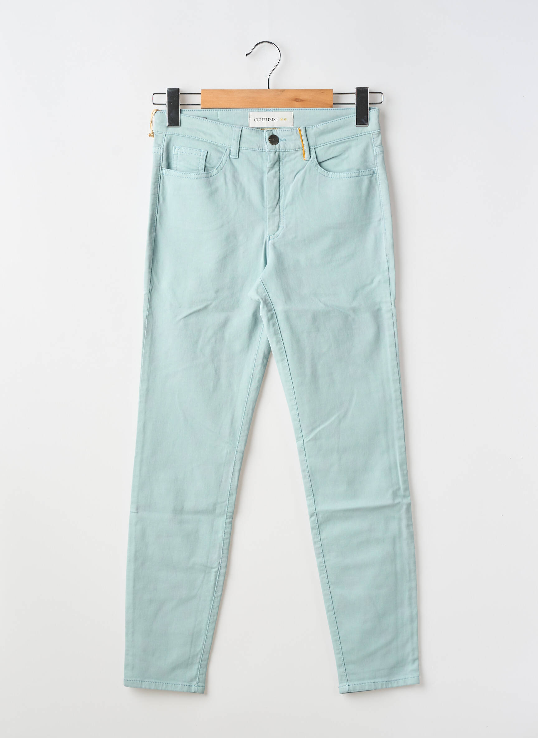 Pantalon slim țesătură poplin mărime normală verde COUTURIST femeie