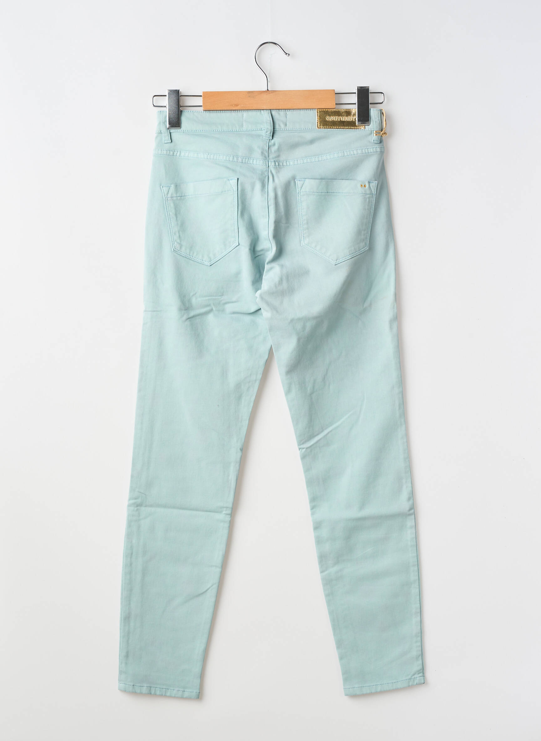 Pantalon slim țesătură poplin mărime normală verde COUTURIST femeie