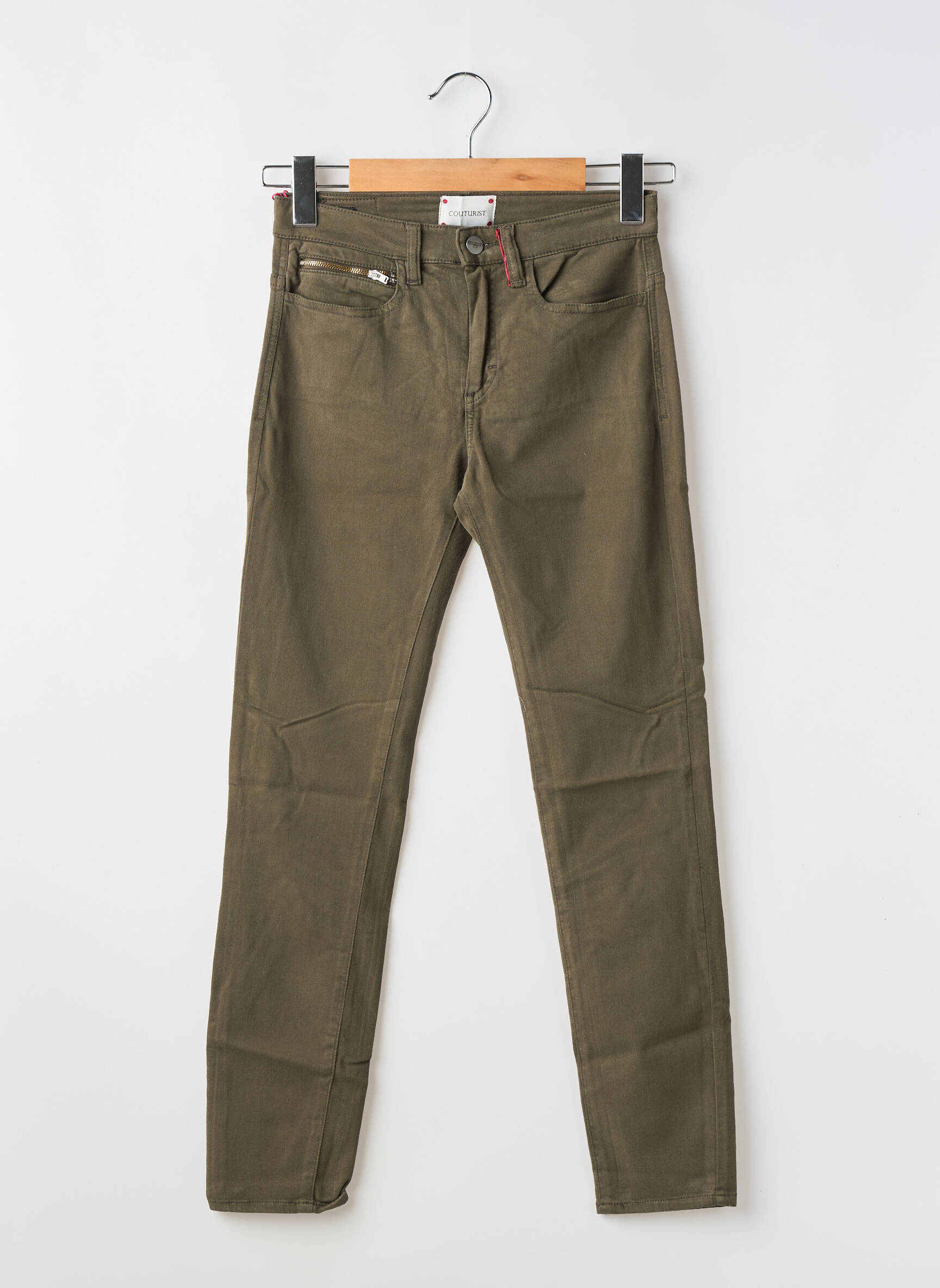 Pantalon slim țesătură poplin mărime normală verde COUTURIST femeie