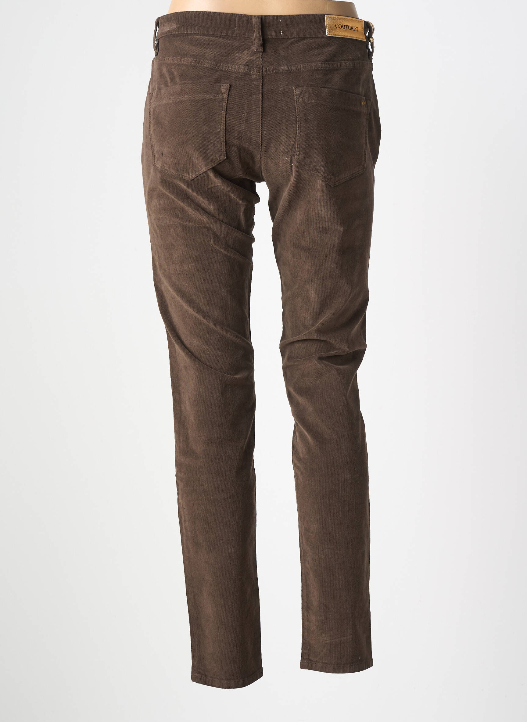 Pantalon slim elasticitate mărime normală maro COUTURIST femeie