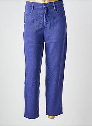 Pantalon 7/8 închidere cu fermoar sub clapetă cu nasturi albastru COUTURIST femeie
