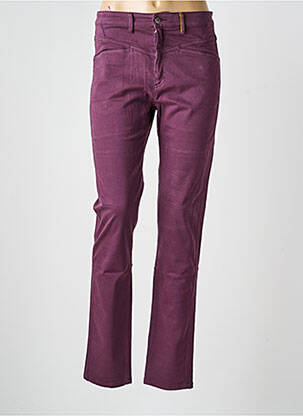 Pantalon drept închidere cu fermoar sub clapetă cu nasturi violet COUTURIST femeie
