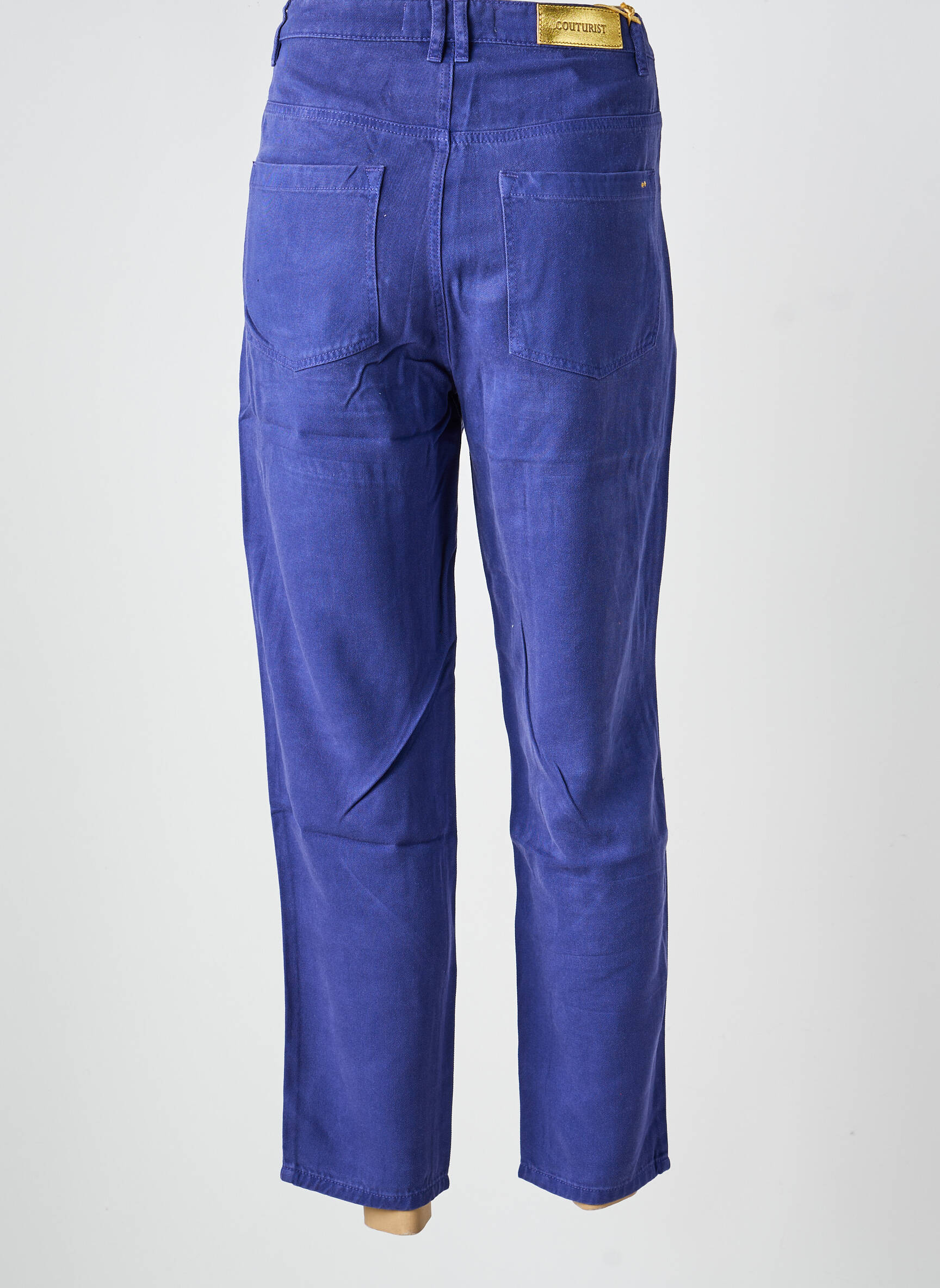 Pantalon 7/8 închidere cu fermoar sub clapetă cu nasturi albastru COUTURIST femeie