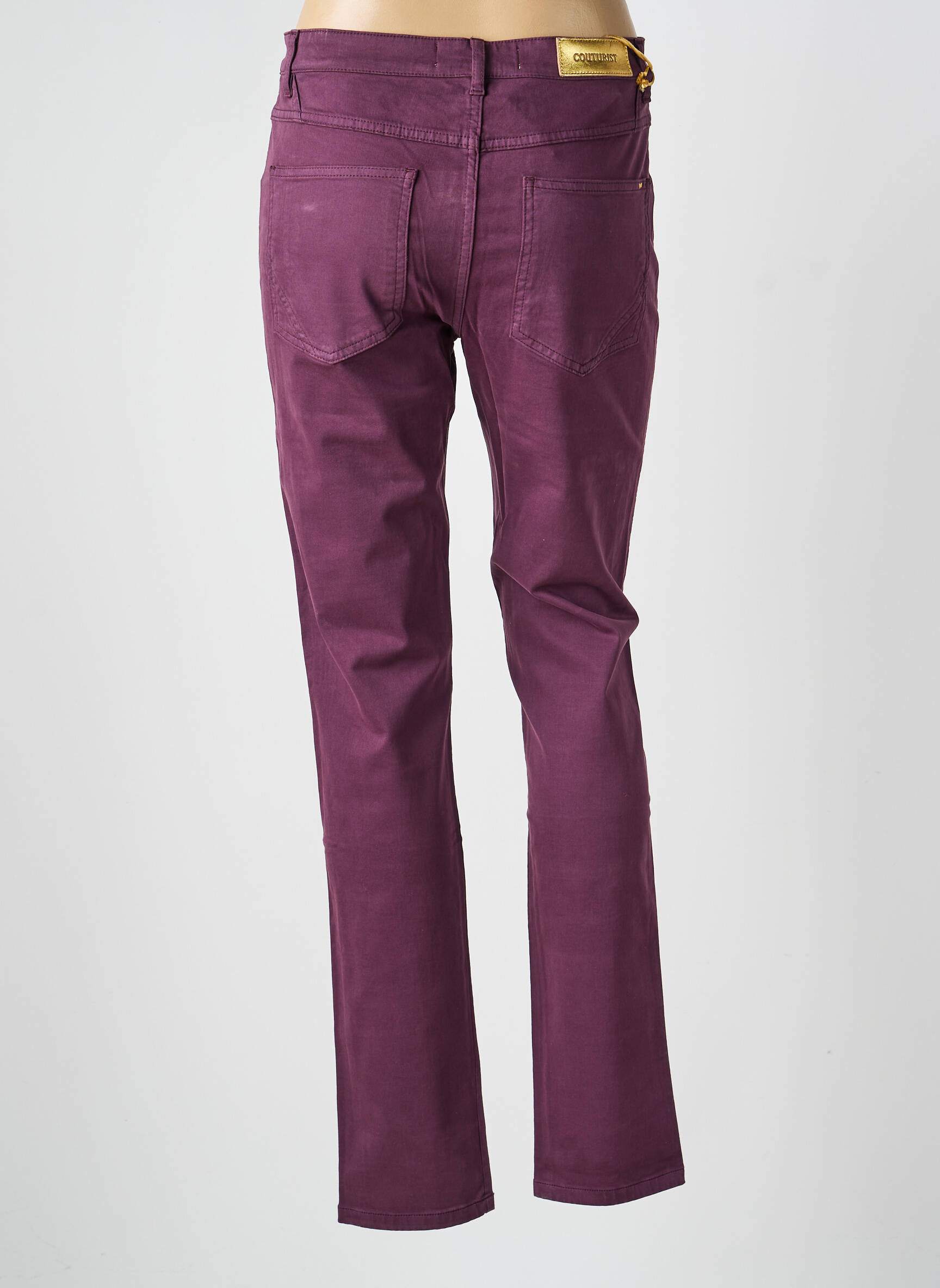 Pantalon drept închidere cu fermoar sub clapetă cu nasturi violet COUTURIST femeie