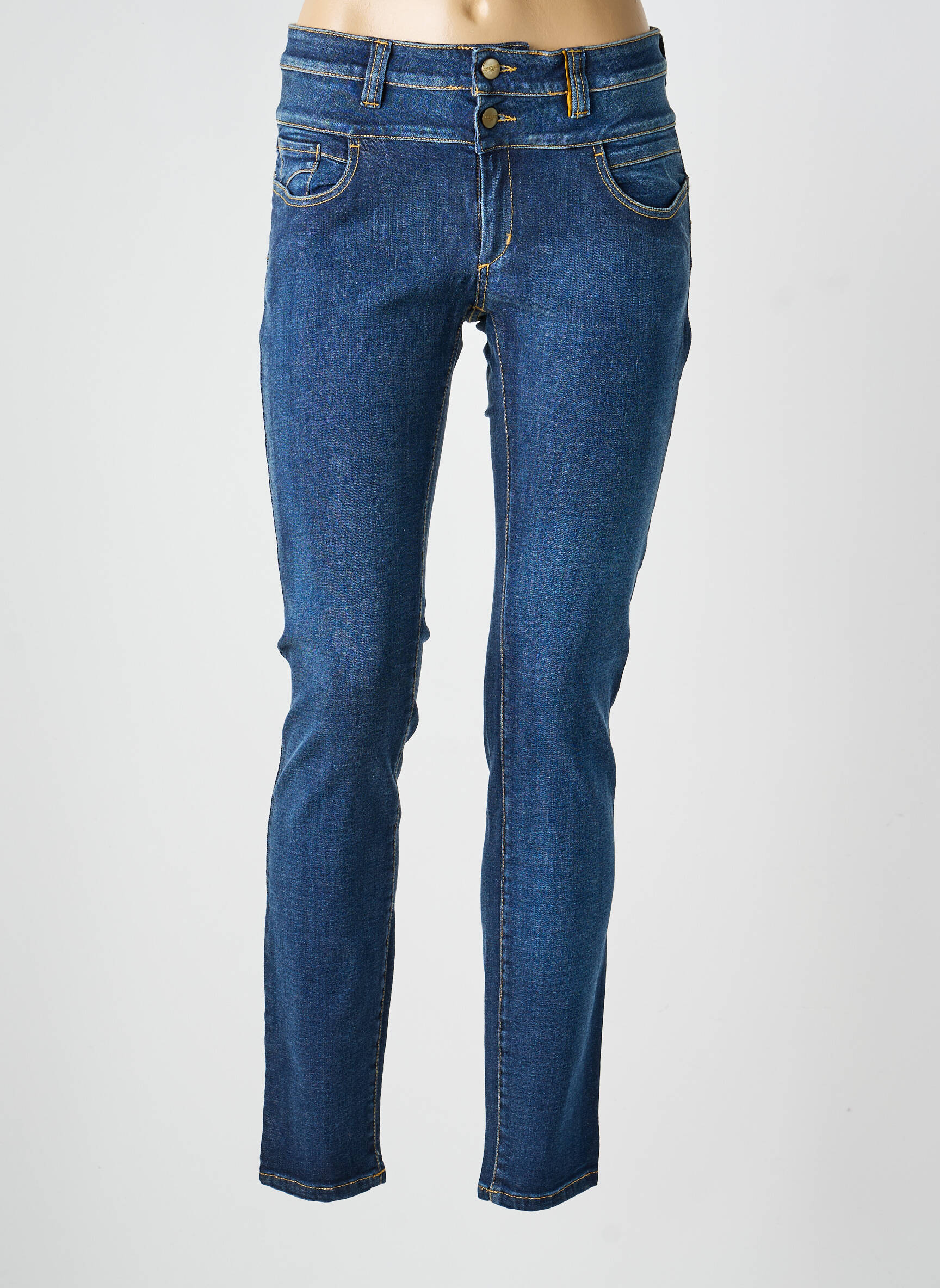 Blugi cu croială slim buzunare albastru COUTURIST femeie