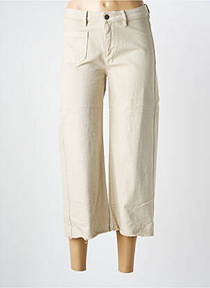 Pantalon 7/8 închidere cu fermoar sub clapetă cu nasturi bej COUTURIST femeie