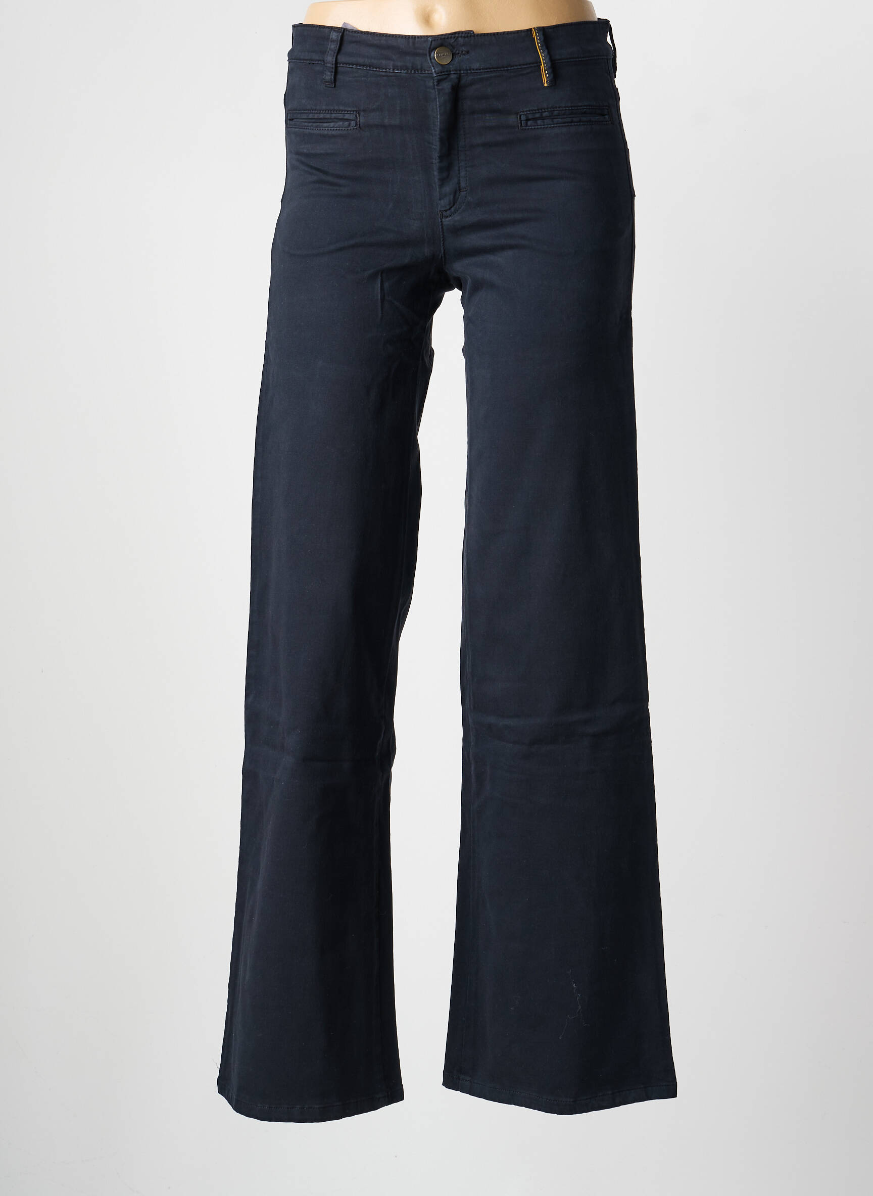 Pantalon drept închidere cu fermoar sub clapetă cu nasturi mărime normală albastru COUTURIST femeie
