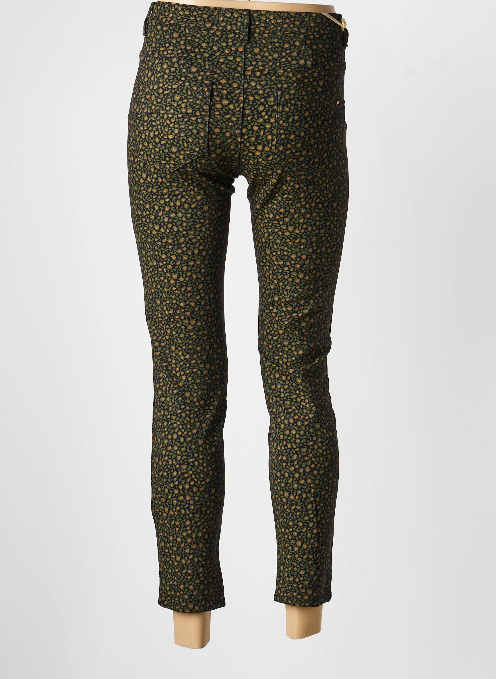 Pantalon 7/8 închidere cu fermoar sub clapetă cu nasturi verde COUTURIST femeie