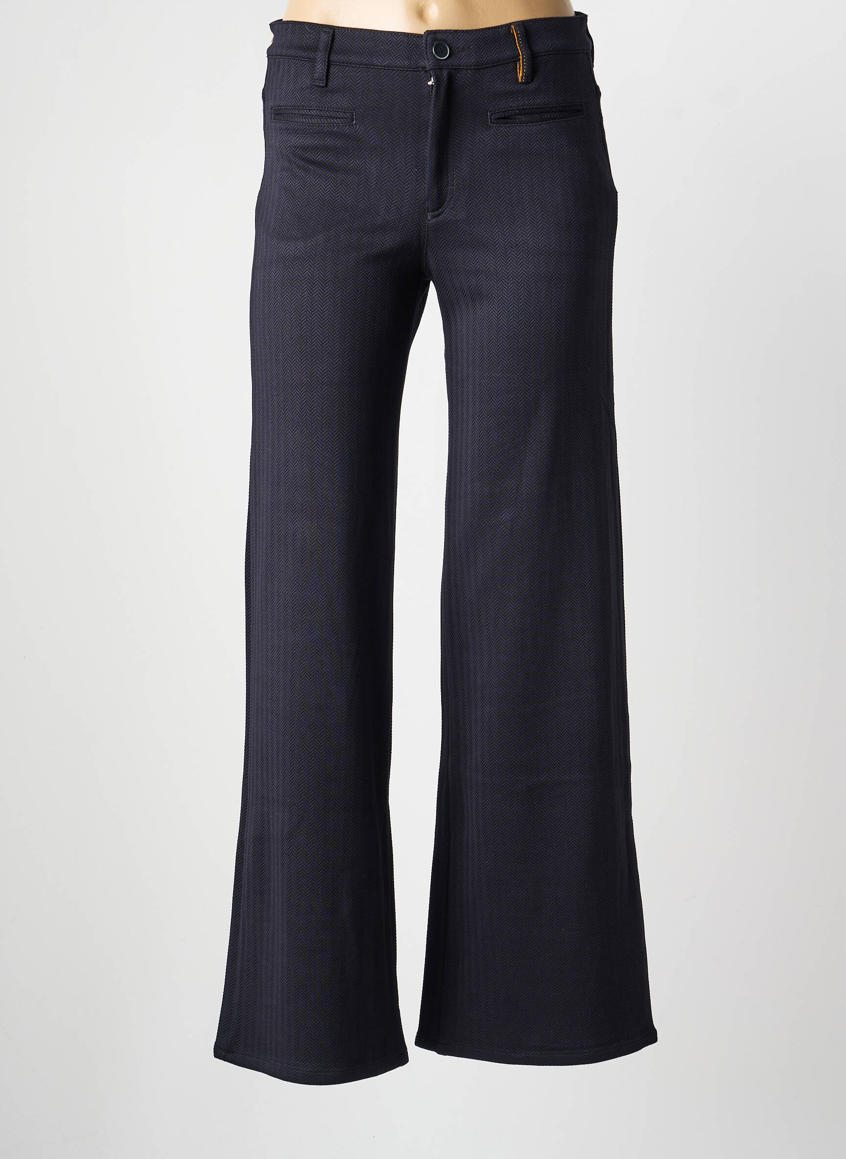 Pantalon evazat închidere cu fermoar sub clapetă cu nasturi negru COUTURIST femeie