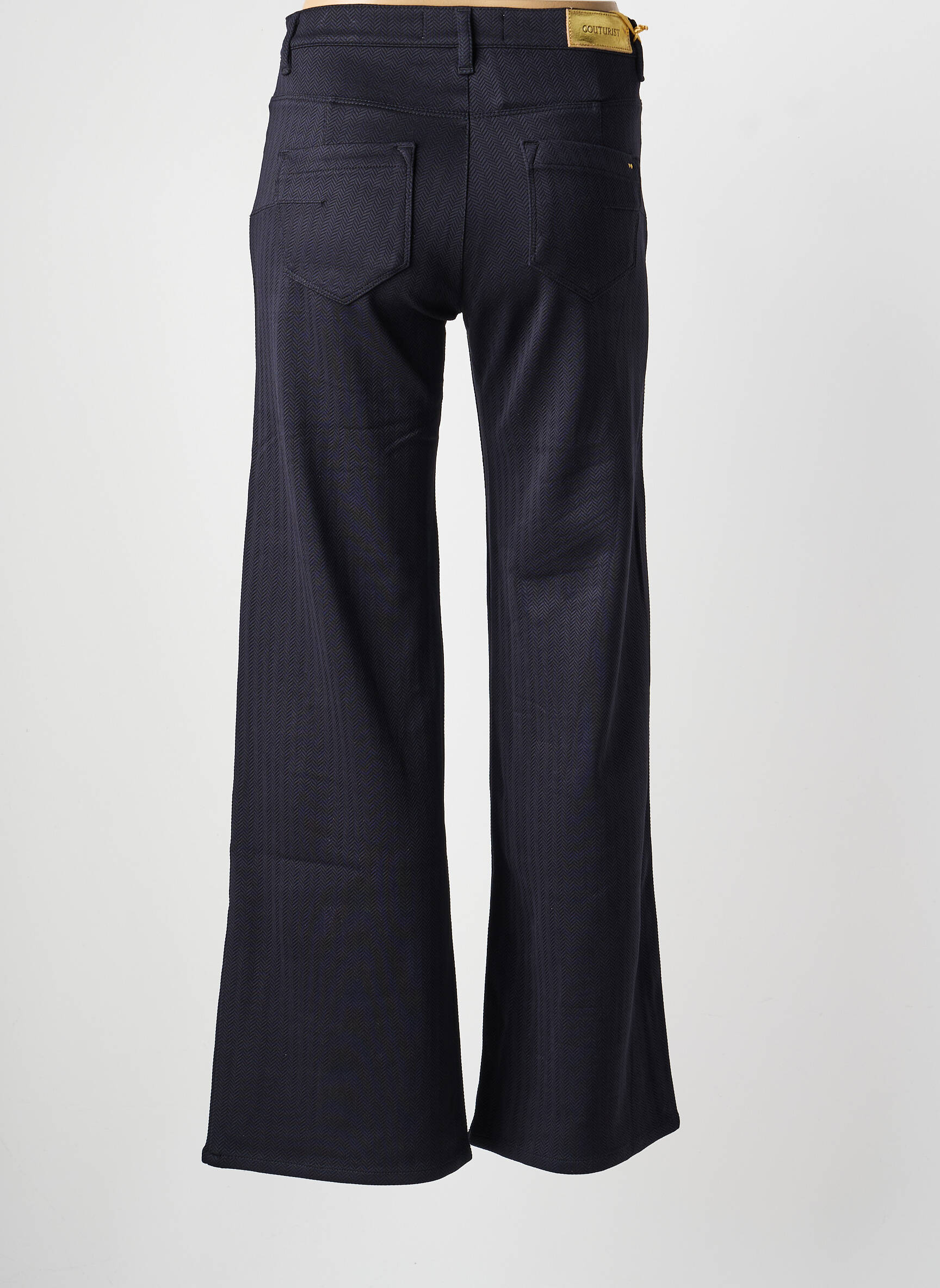 Pantalon evazat închidere cu fermoar sub clapetă cu nasturi negru COUTURIST femeie