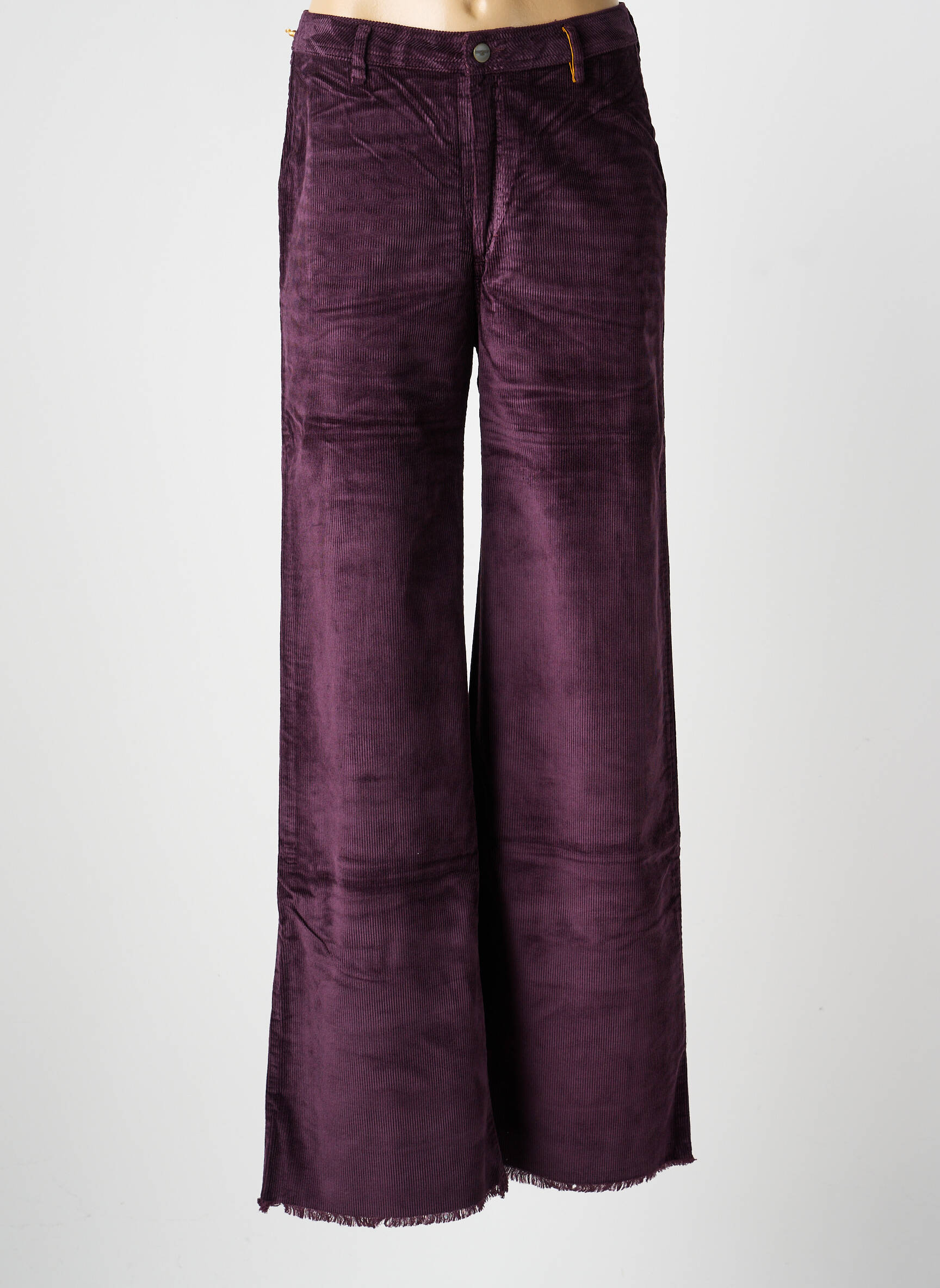 Pantalon drept închidere cu fermoar sub clapetă cu nasturi mărime normală violet COUTURIST femeie