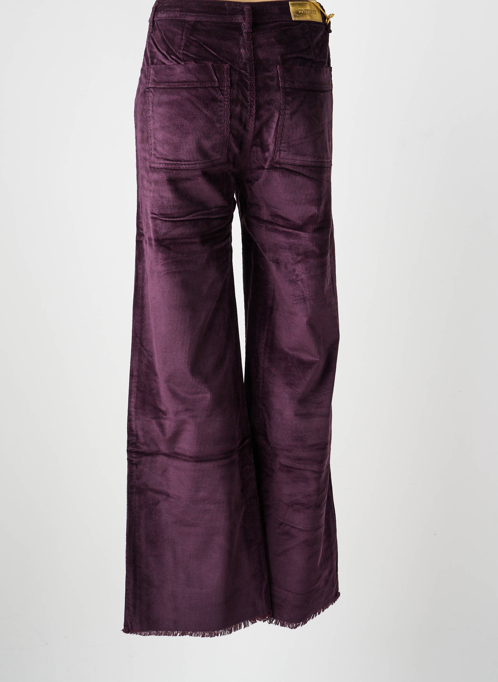 Pantalon drept închidere cu fermoar sub clapetă cu nasturi mărime normală violet COUTURIST femeie