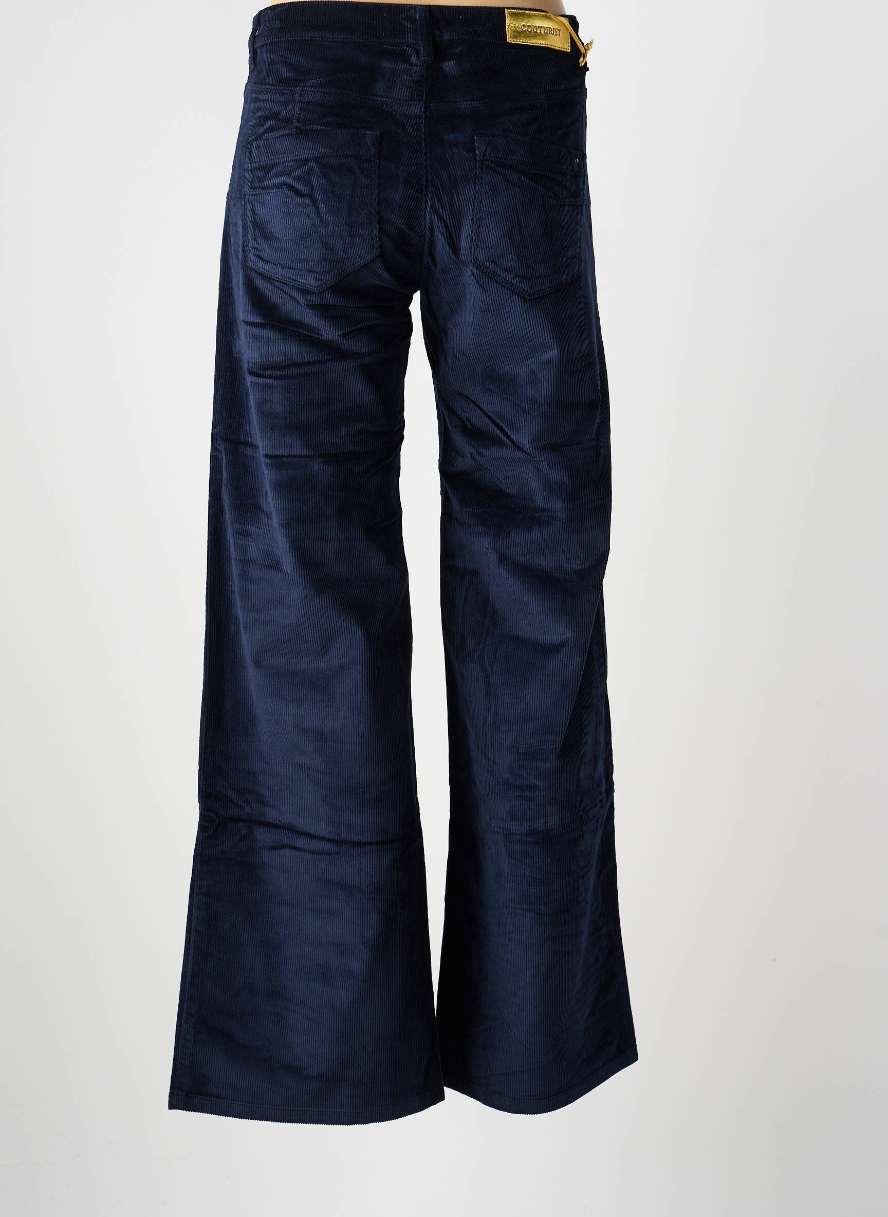 Pantalon drept închidere cu fermoar sub clapetă cu nasturi mărime normală albastru COUTURIST femeie