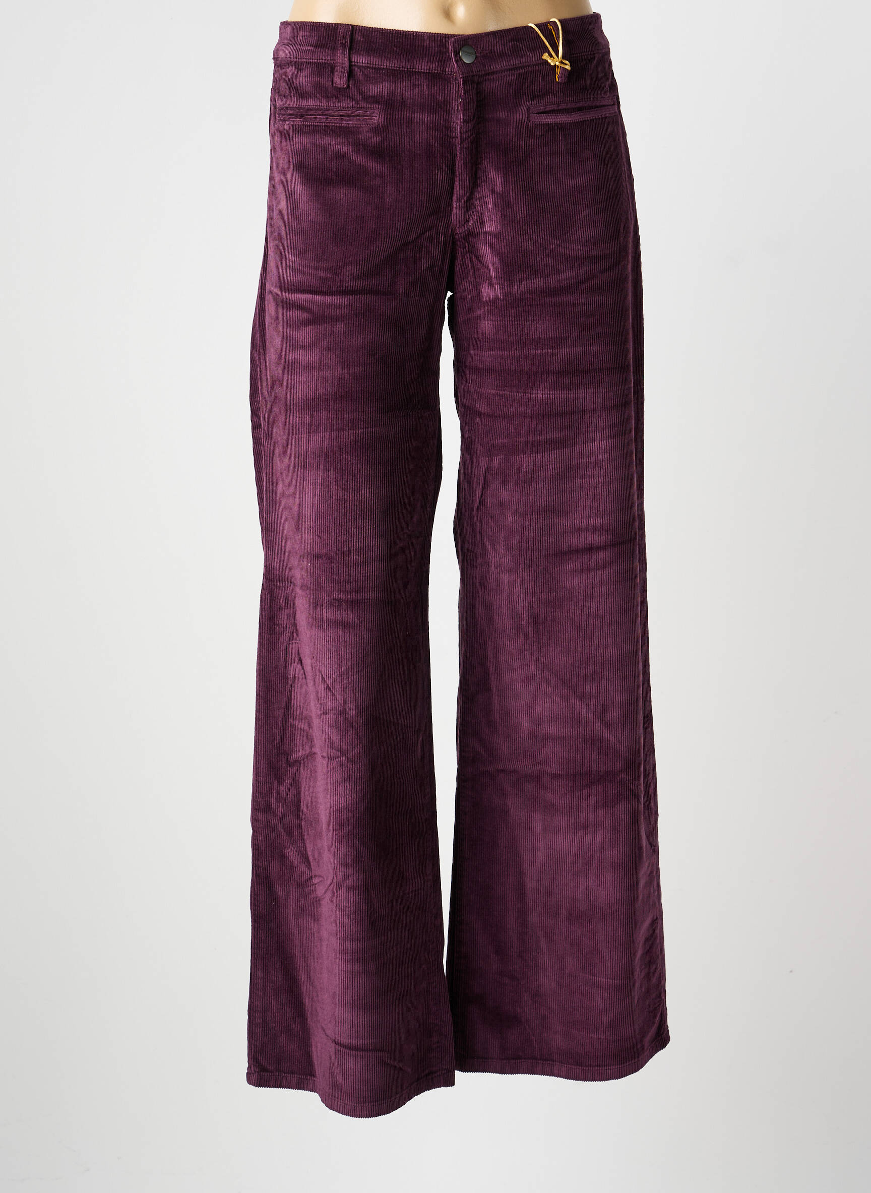 Pantalon drept închidere cu fermoar sub clapetă cu nasturi mărime normală violet COUTURIST femeie
