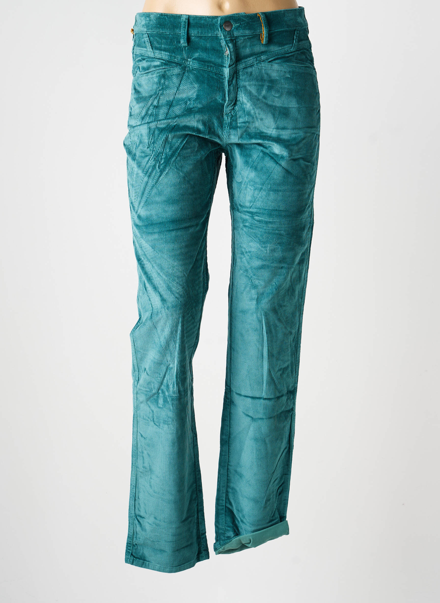 Pantalon slim elasticitate mărime normală verde COUTURIST femeie