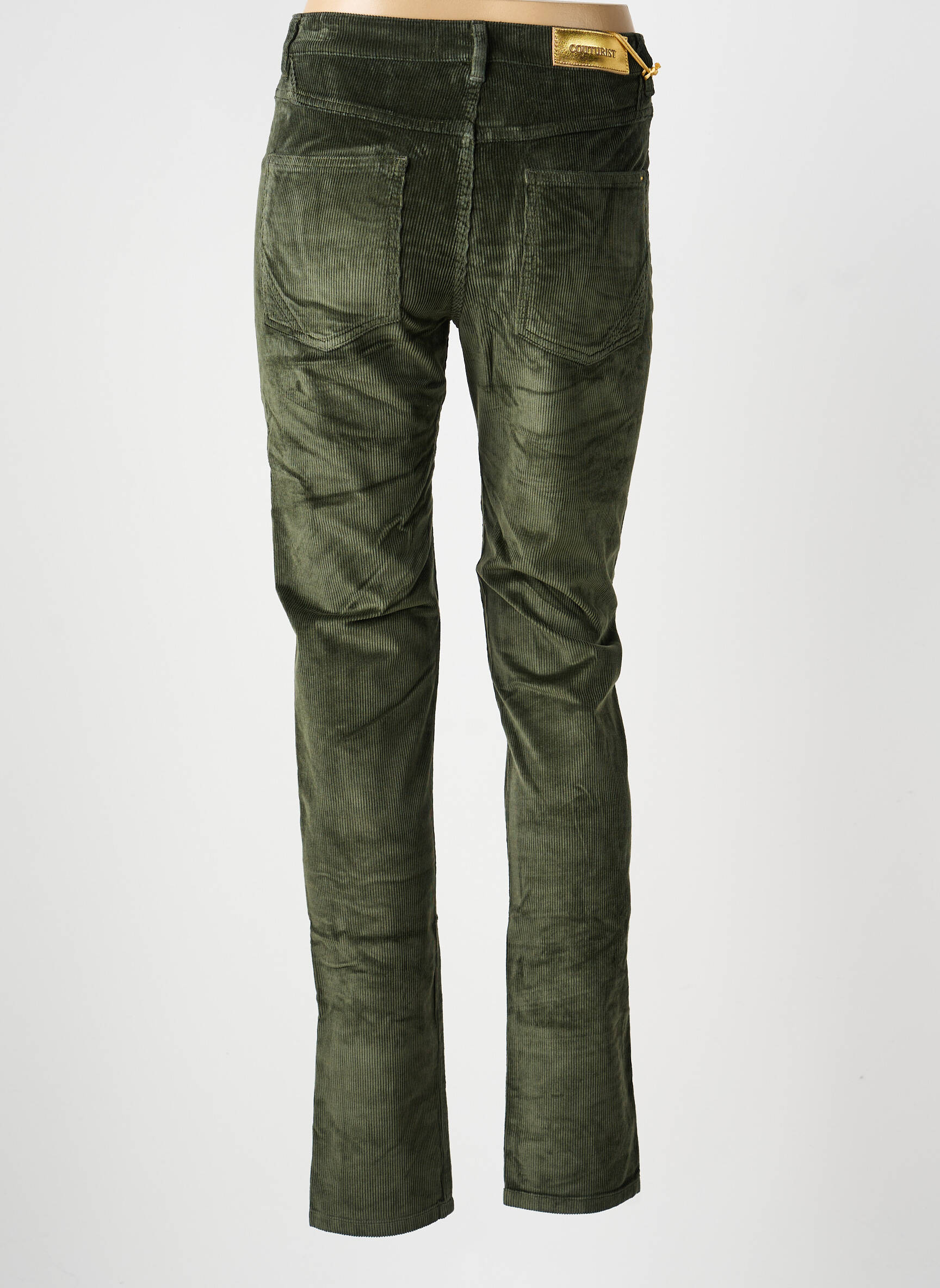 Pantalon slim elasticitate mărime normală verde închis COUTURIST femeie