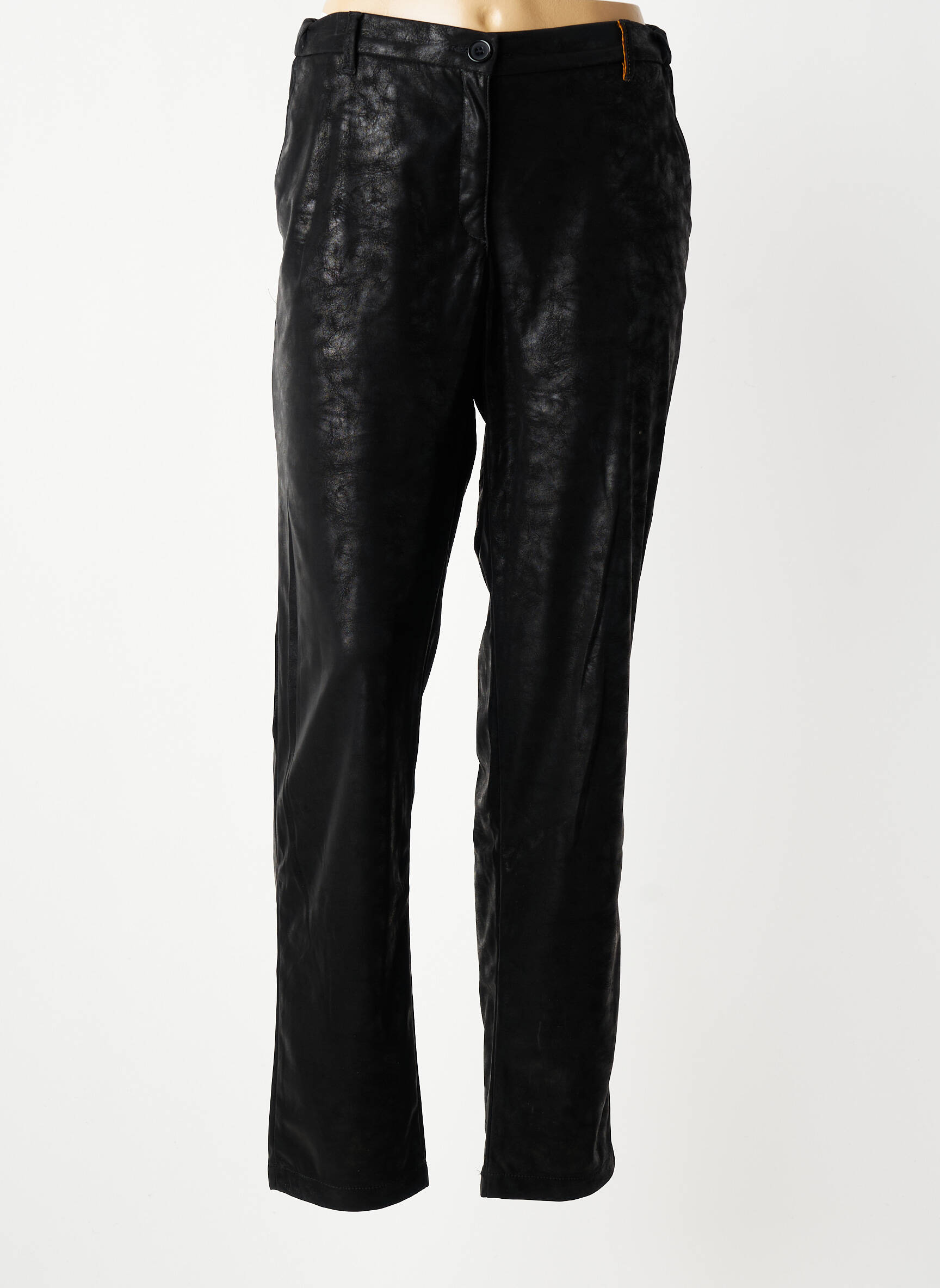 Pantalon chino închidere cu fermoar sub clapetă cu nasturi negru COUTURIST femeie