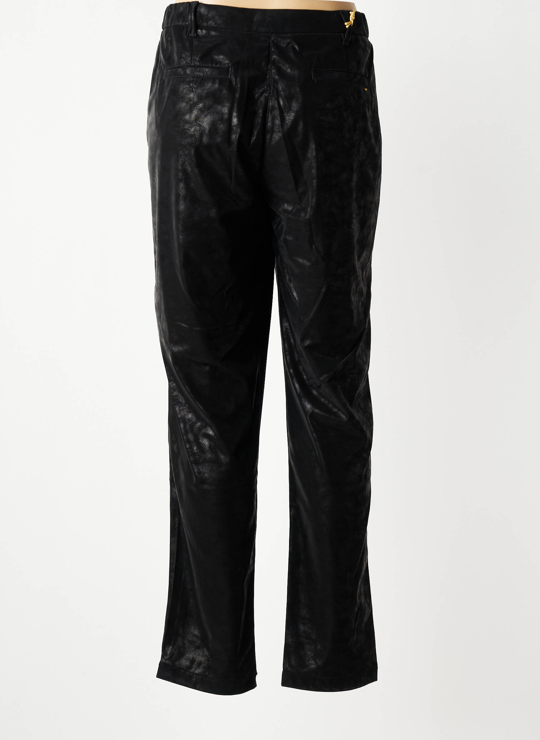 Pantalon chino închidere cu fermoar sub clapetă cu nasturi negru COUTURIST femeie