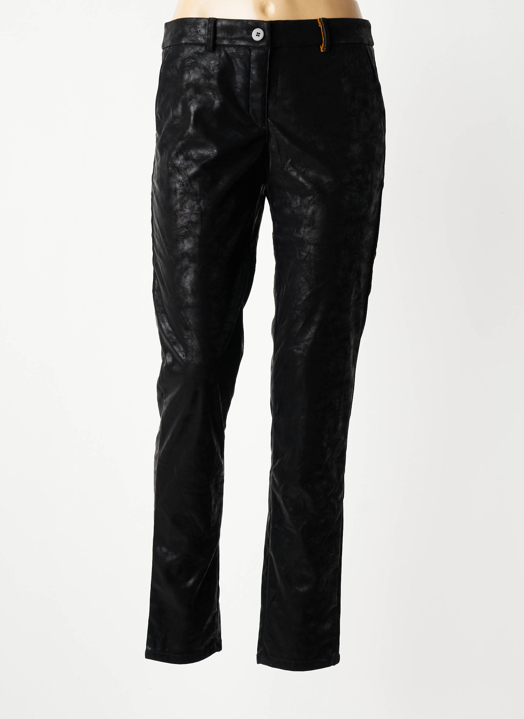 Pantalon chino închidere cu fermoar sub clapetă cu nasturi mărime normală negru COUTURIST femeie