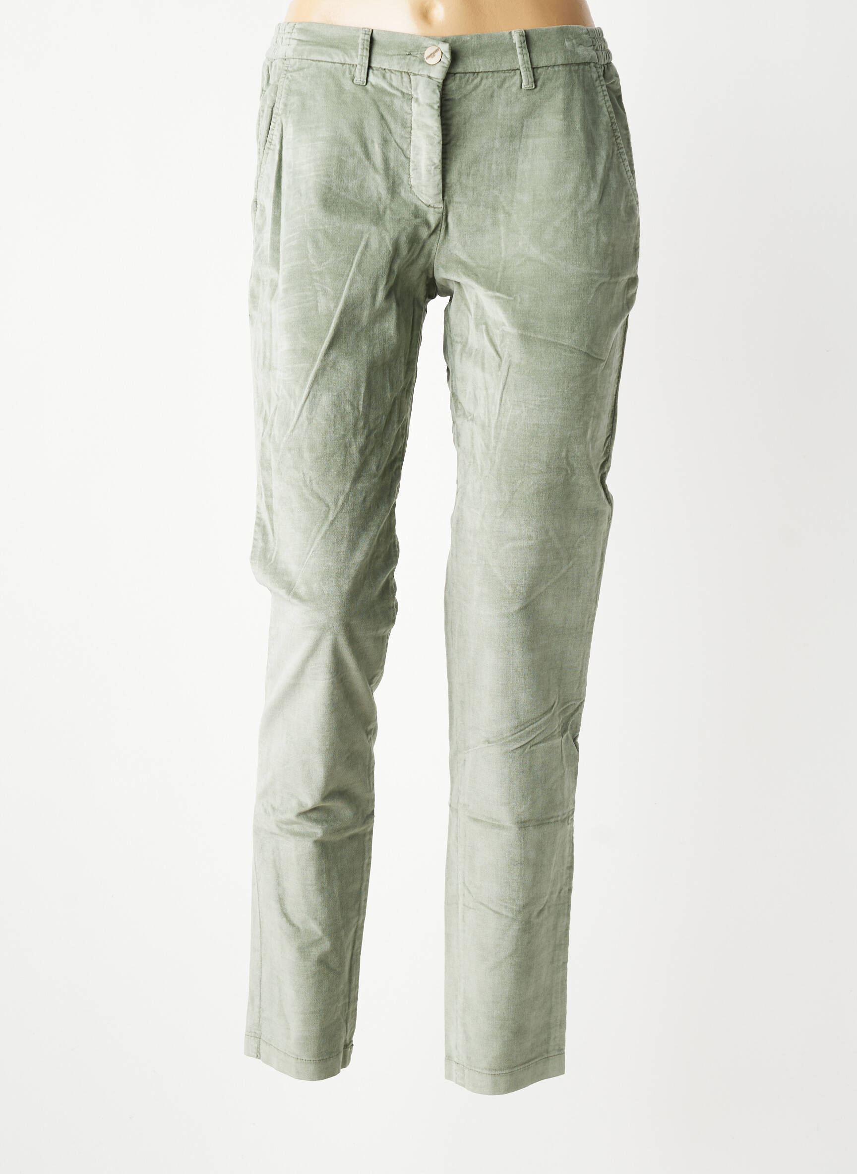 Pantalon chino închidere cu fermoar sub clapetă cu nasturi mărime normală verde COUTURIST femeie