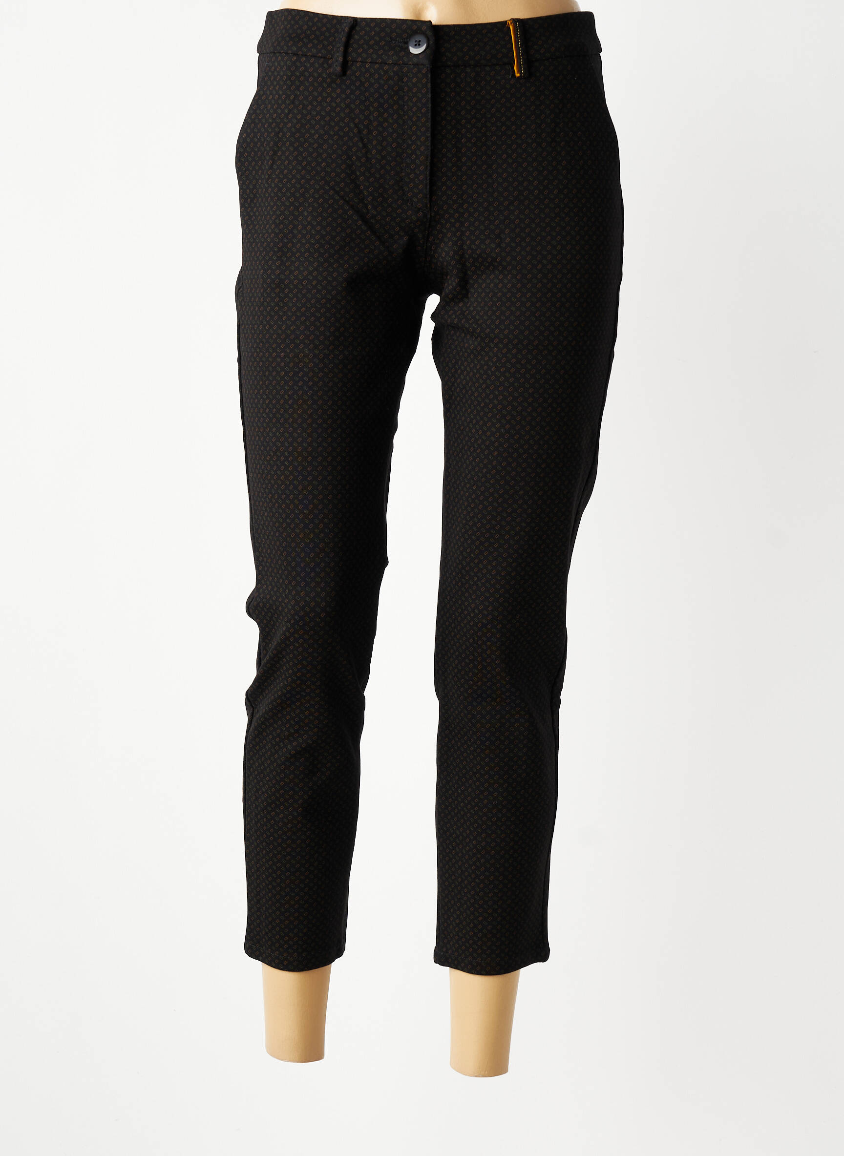 Pantalon 7/8 talie cu cleme negru COUTURIST femeie