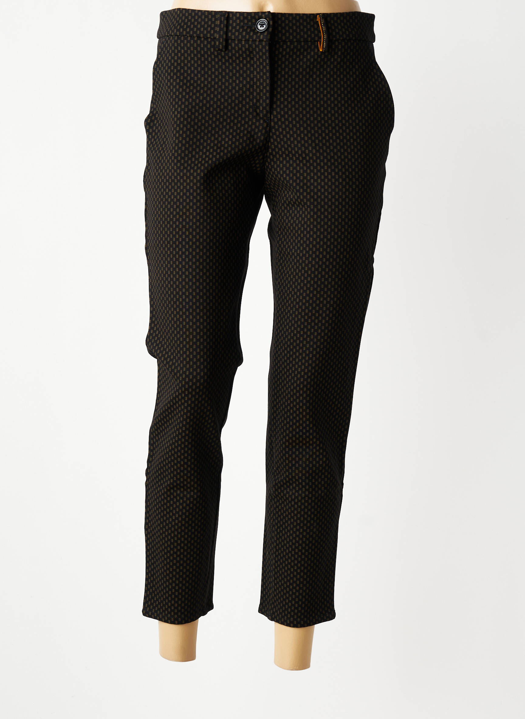 Pantalon 7/8 talie cu cleme mărime normală negru COUTURIST femeie