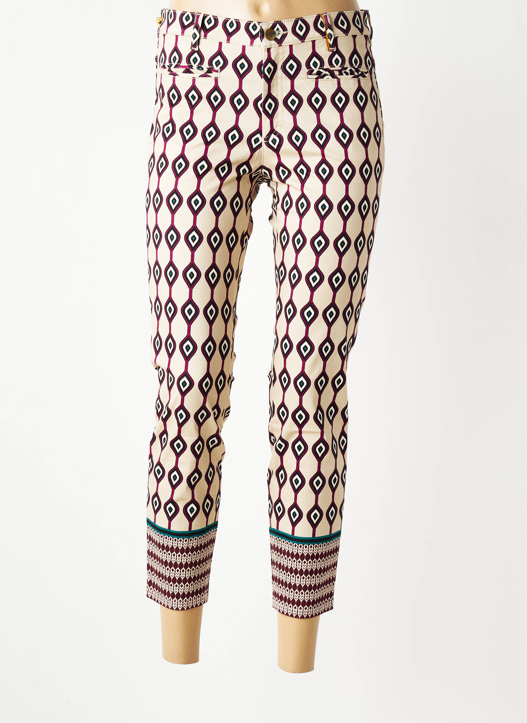 Pantalon 7/8 talie înaltă talie înaltă bej COUTURIST femeie