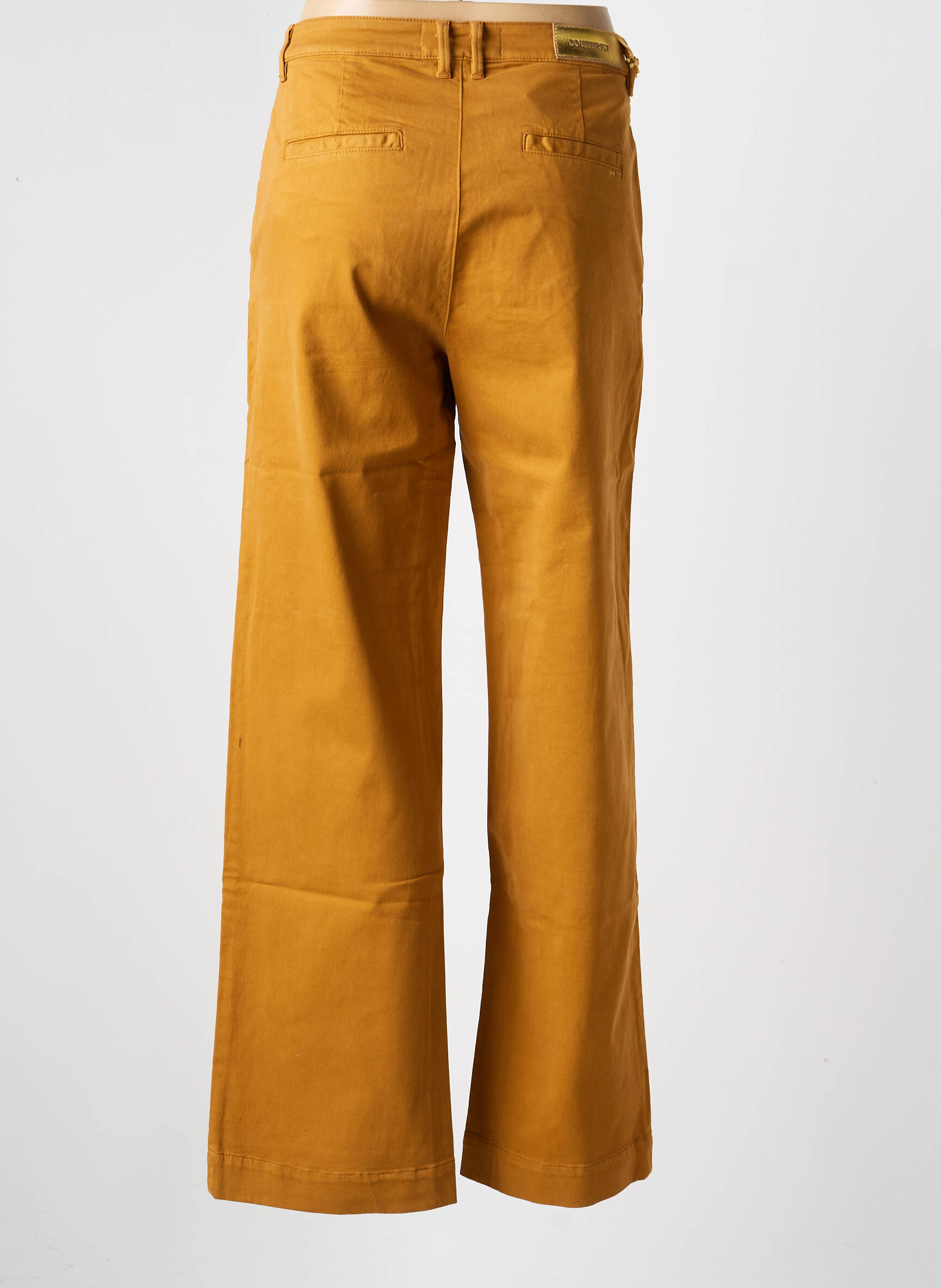 Pantalon drept închidere cu fermoar sub clapetă cu nasturi bej COUTURIST femeie